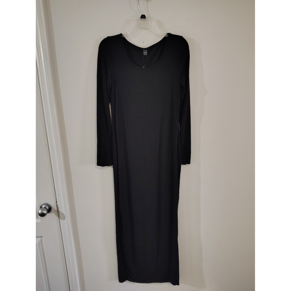 SHEIN SXY Womens Black Long Sleeve Scoop Neck Bodycon Maxi Dress Size Large NWT